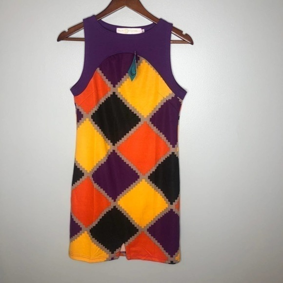 NWT Tracy Negoshian Jagged Diamonds Shift Dress sleeveless ponte knit XS - Picture 2 of 8